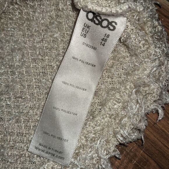 ASOS Women's Fuzzy Cream Tan Neutral Sweater 14 - Picture 4 of 4